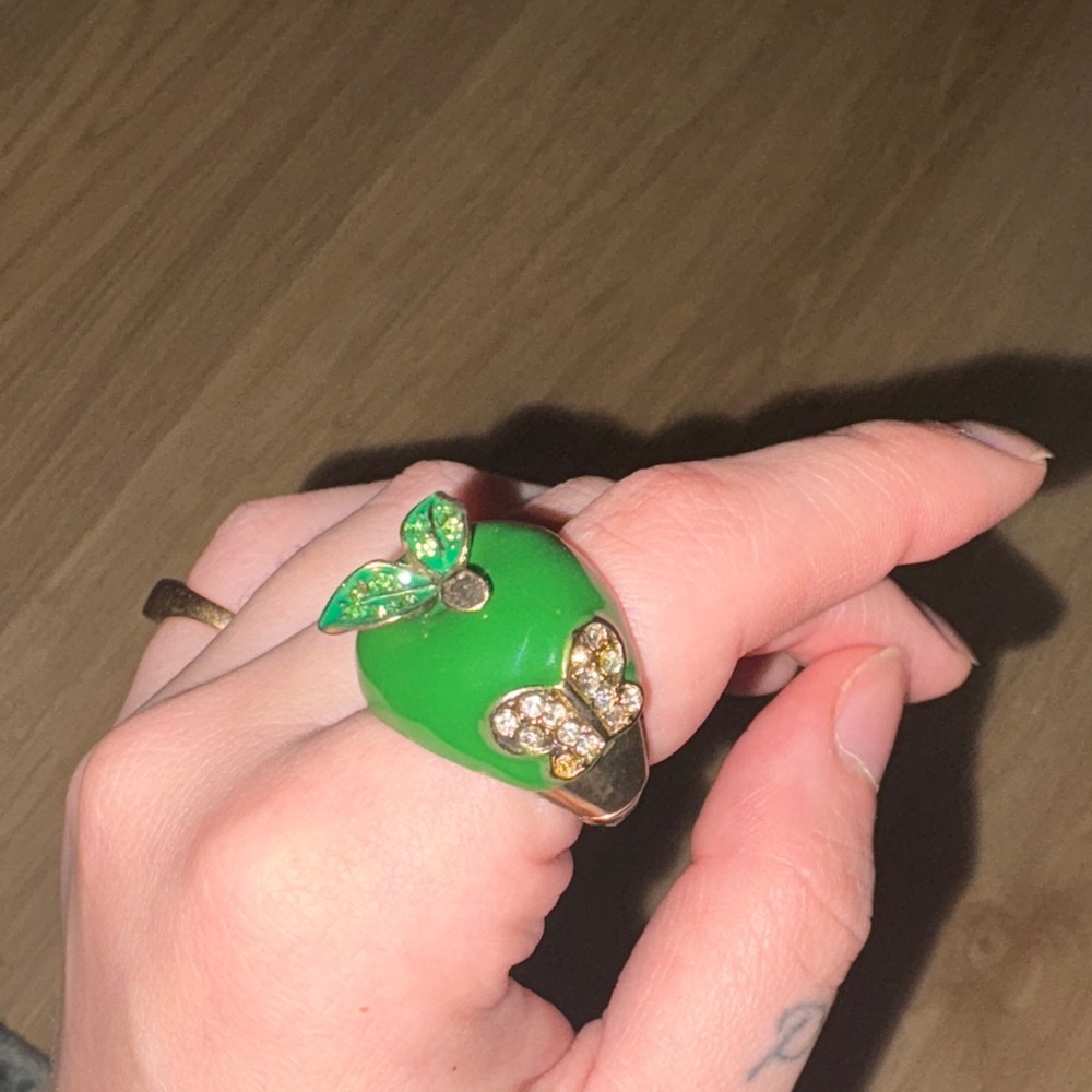 Green Apple Ring with Gold Accents